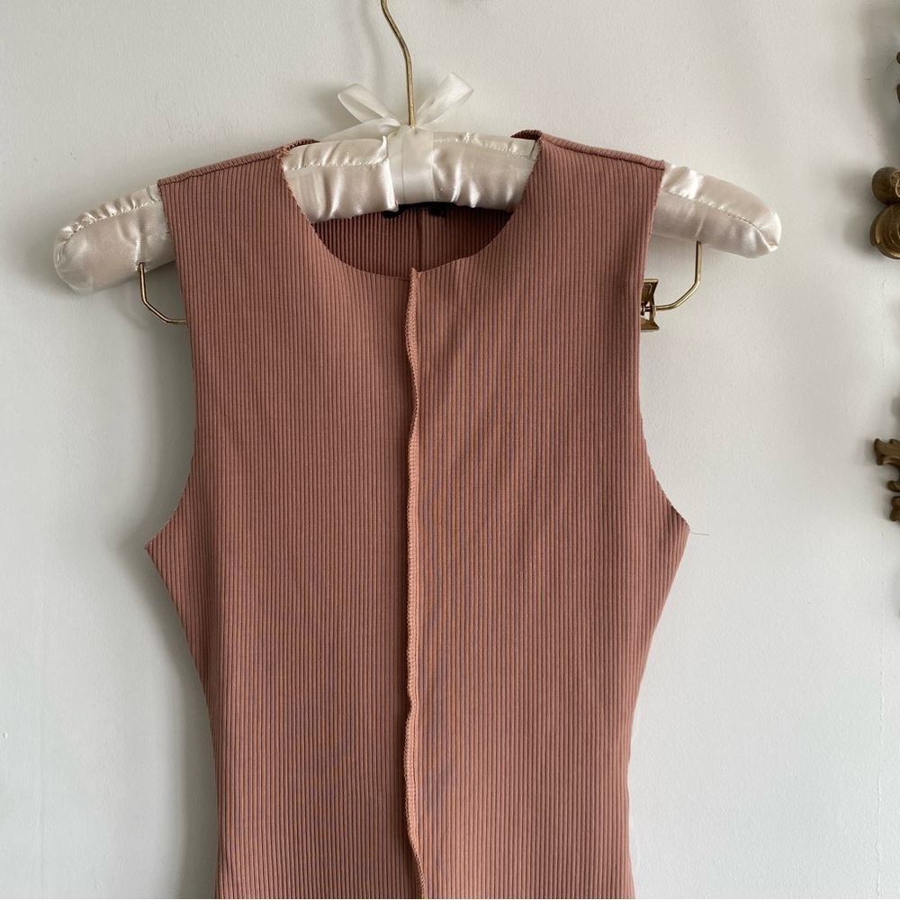 NAKED WARDROBE TAN RIBBED MIDI DRESS - Picture 3 of 12